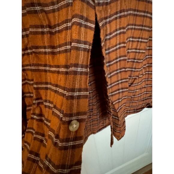 Onia Liam Tartan Check Pumpkin Relaxed Button Pockets Shirt L - Picture 5 of 7